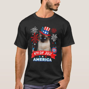 Camiseta 4 de julho Dia Patriótico Independência De Gatos S
