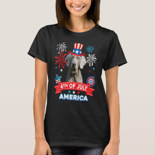 Camiseta 4 De Julho Dia Patriótico O Cão Do Weimaraner Inde