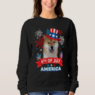 Camiseta 4 De Julho Dia Patriótico Shiba Inu Cachorro Indep