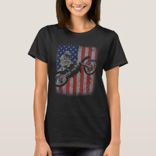 Camiseta 4 de julho Dirt Bike Motocross American Flag MX