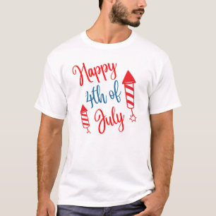 Camiseta 4 de Julho e fogos de artifício