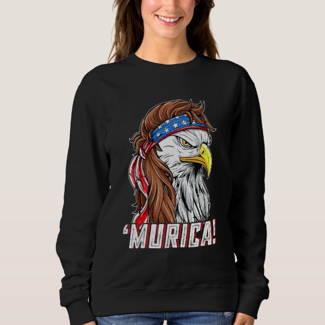 Camiseta 4 De Julho Eagle Mullet Murica American Flag Usa (Frente)
