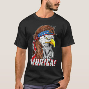 Camiseta 4 De Julho Eagle Mullet Murica American Flag Usa