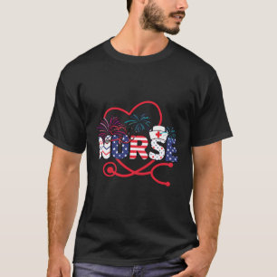 Camiseta 4 De Julho Enfermeira Americana Enfermando Stethos