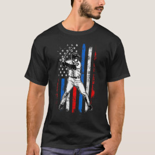 Camiseta 4 de julho Engraçado Baseball American Flag Batt H