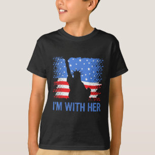 Camiseta 4 De Julho Estou Com Ela Bandeira Americana Dos EU