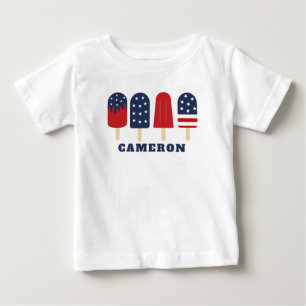 Camiseta 4 de julho Estrelas brancas brancas vermelhas Stri