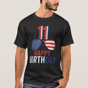 Camiseta 4 de julho EUA Merica Happy Birthday, 11 anos
