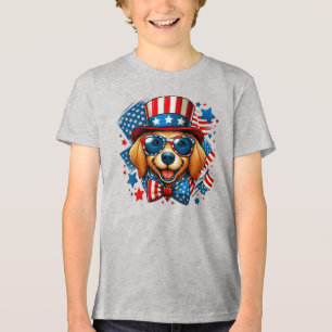Camiseta 4 de Julho EUA Patriótico Cão Dia da Independência