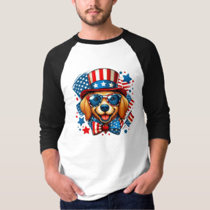 Camiseta 4 de Julho EUA Patriótico Cão Dia da Independência