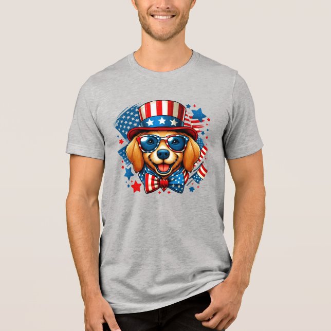 Camiseta 4 de Julho EUA Patriótico Dia da Independência do  (Frente)