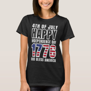Camiseta 4 De Julho Feliz Dia Da Independência 1776 Deus Ab