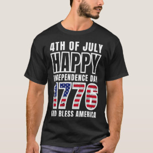Camiseta 4 de julho Feliz Dia da Independência 1776 Deus ab