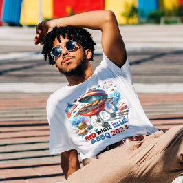 Camiseta 4 de julho Festa de Churrasco da Reunião Familiar 