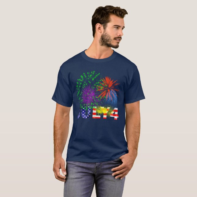 Camiseta 4 de julho Fireworks (Frente Completa)