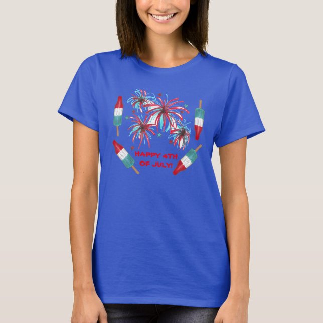 Camiseta 4 de julho Fireworks picles Red White Blue EUA (Frente)