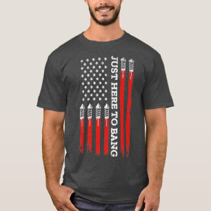 Camiseta 4 de julho fogos de artifício com bandeira dos EUA