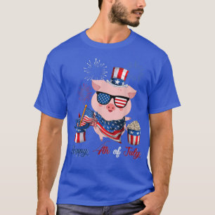Camiseta 4 de julho Fogos De Artifício De Suínos Engraçados