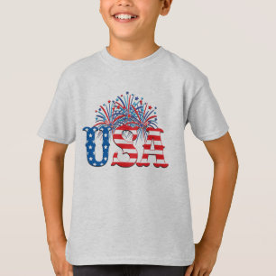 Camiseta 4 de julho fogos de artifício, Dia da Independênci