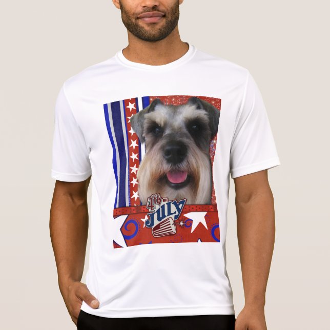 Camiseta 4 de julho foguete - Schnauzer (Frente)