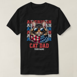 Camiseta 4 de julho Gato nos Óculos Pai Personalizado