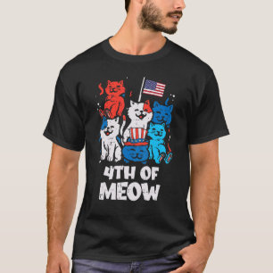 Camiseta 4 De Julho Gatos De Miau Gatos Pet Patriota Homens