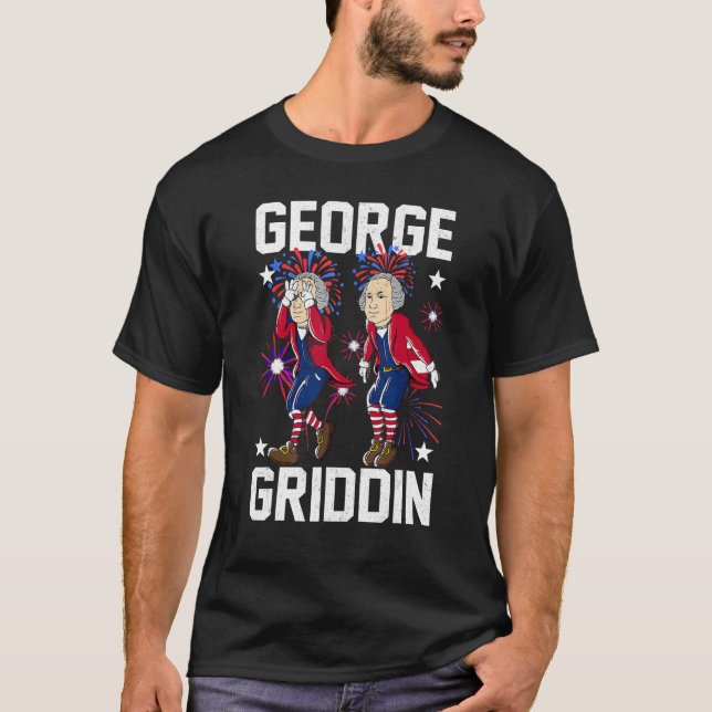 Camiseta 4 de julho George Washington Griddy George Griddi (Frente)