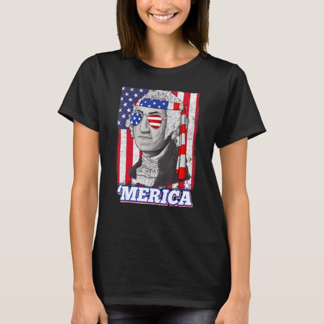 Camiseta 4 De Julho George Washington Patriótica Merica Fla (Frente)