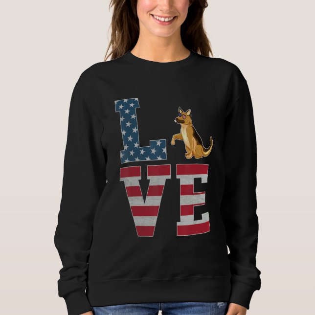 Camiseta 4 De Julho German shepherd Patriótico (Frente)