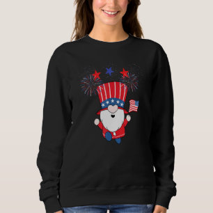 Camiseta 4 De Julho Gnome Hat Usa Flag American Fireworks