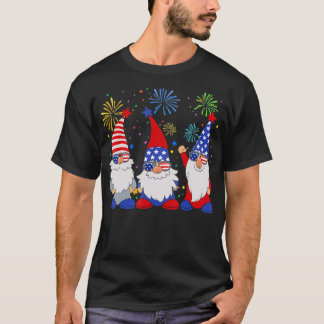 Camiseta 4 De Julho Gnomos Patrióticos Engraçados