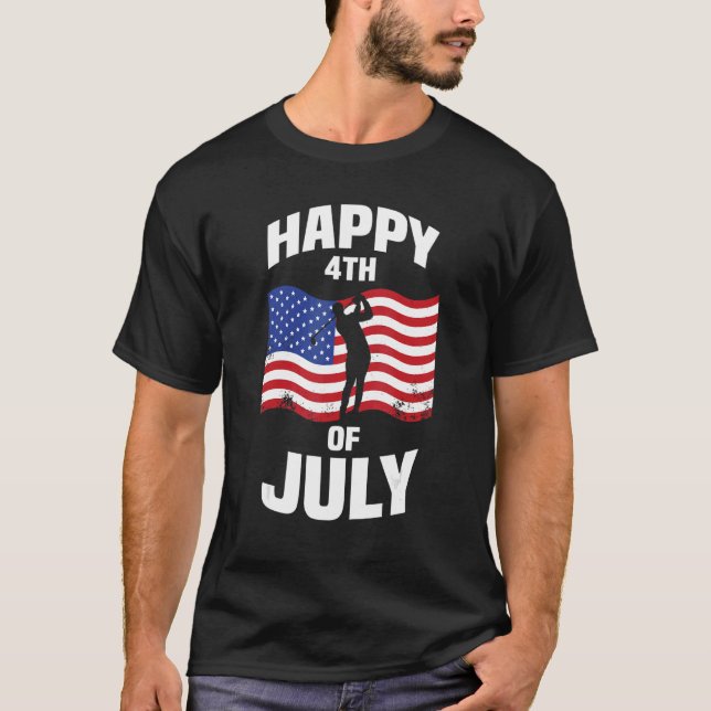 Camiseta 4 De Julho Golf Golfer American Flag Pride Sp (Frente)