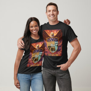 Camiseta 4 de Julho Grande Escudo de Águia Americana 250º