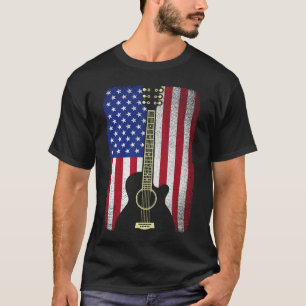 Camiseta 4 de julho Guitar Musical EUA Bandeira Americana