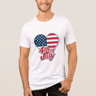 Camiseta 4 de julho Heart American Flag Patriotic Design