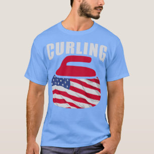 Camiseta 4 de julho impressões Curling Team Sports American