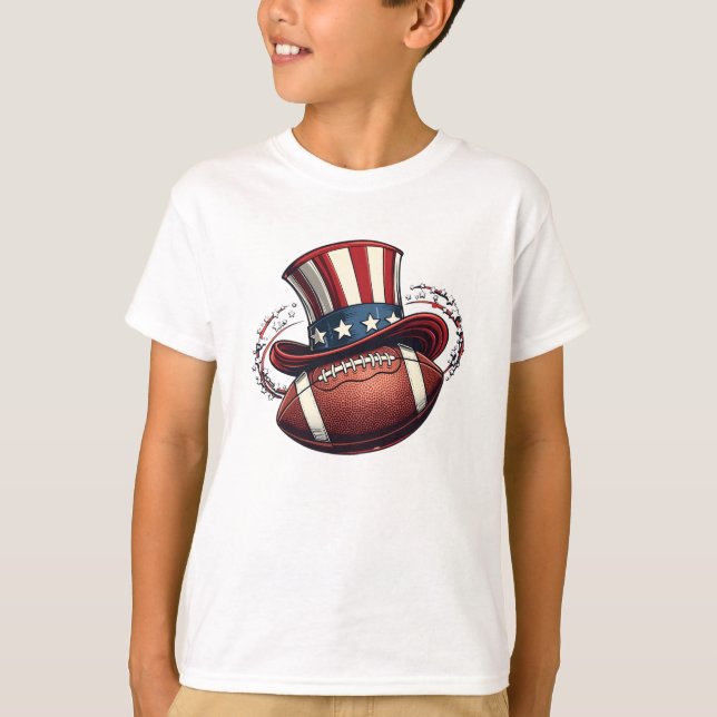 Camiseta 4 de julho Jogador Patriótico de Futebol Homens Me (Frente)