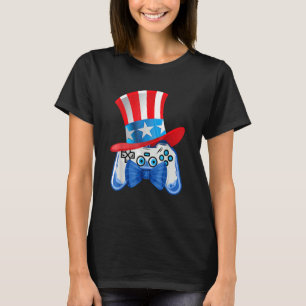 Camiseta 4 De Julho Jogo De Vídeo Usa Bandeira Gamer Crianç