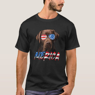 Camiseta 4 De Julho Labrador Americano Flag Lab D