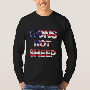 Camiseta 4 De Julho Levantam Leões Não Ovinos, Bandeira Ame