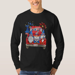 Camiseta 4 de julho Liberdade Gnomos Americanos Carros Mulh