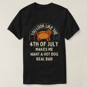 Camiseta 4 de julho me faz querer um cachorro quente muito 