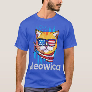 Camiseta 4 de julho Meowica Kitty Cat