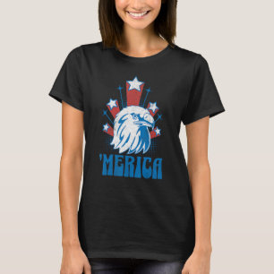 Camiseta 4 de julho Merica Bald Eagle EUA Patriotic America