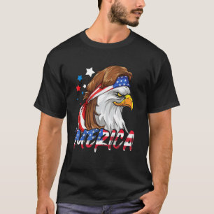Camiseta 4 De Julho Merica Eagle Mullet Usa Flag Americano