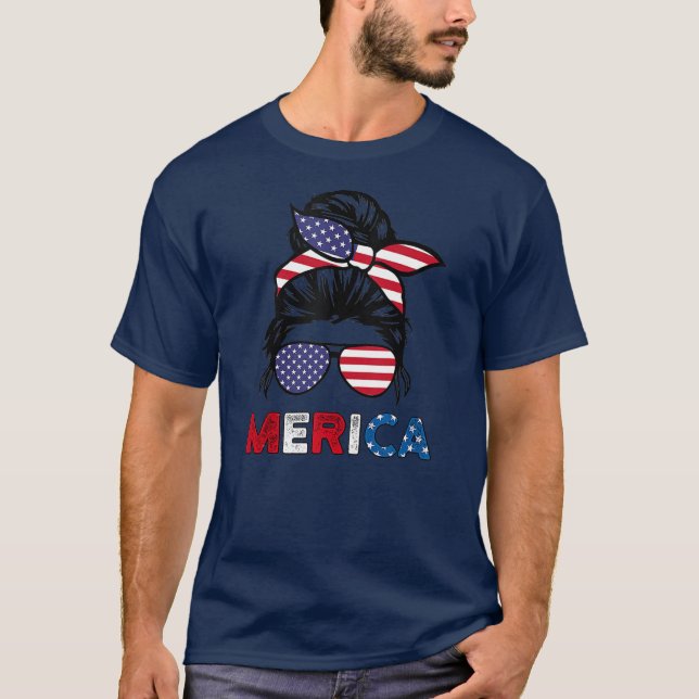 Camiseta 4 De Julho Merica Sunvidles Classy Mãe Life (Frente)