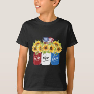 Camiseta 4 De Julho Mulher Mãe Nana Sunflower Com Americana