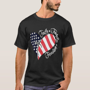 Camiseta 4 de julho Mulheres Fé Liberdade Familiar