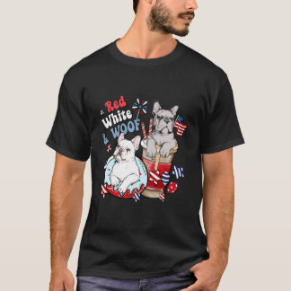 Camiseta 4 De Julho O Bulldog Francês Brancos Vermelhos E