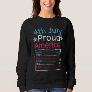 Camiseta 4 de julho Orgulho Americano de Fatos Nutricionais